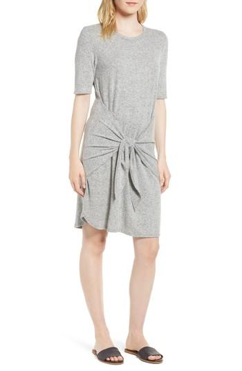 Women's Caslon Off-duty Tie Front Knit Dress - Grey