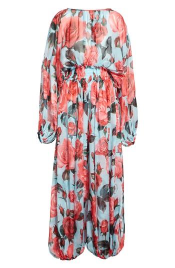 Women's Dolce & Gabbana Rose Print Silk Chiffon Jumpsuit Us / 44 It - Blue