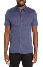 Men's Ted Baker London Waterco Slim Fit Short Sleeve Sport Shirt (l) - Black