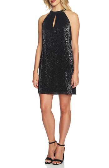 Women's 1.state Sequin Halter Dress, Size - Black