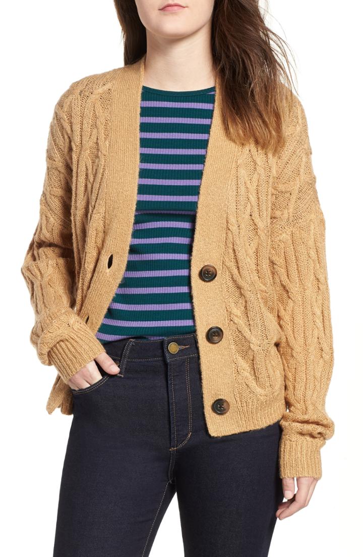 Women's Bp. Cable Knit Cardigan - Brown