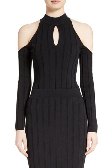 Women's Jonathan Simkhai Cold Shoulder Rib Knit Bodysuit