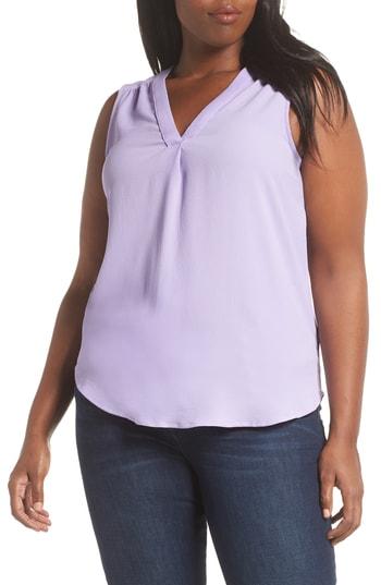 Women's Gibson Stretch Crepe Split Neck Sleeveless Blouse, Size - Purple