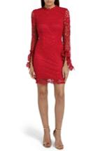 Women's Missguided Bell Sleeve Lace Minidress Us / 10 Uk - Red