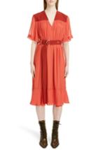 Women's Chloe Belted Crepe Midi Dress Us / 36 Fr - Orange