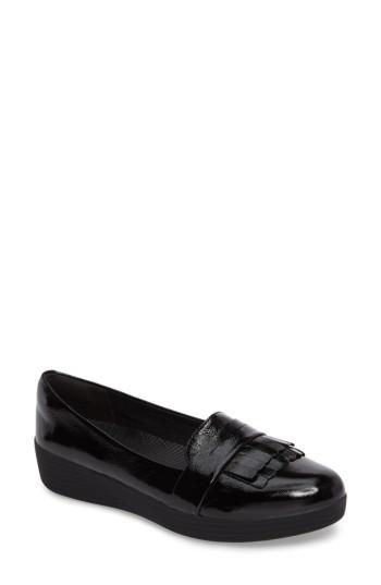 Women's Fitflop(tm) Fringey Sneakerloafer Slip-on M - Black