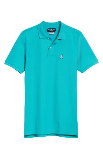 Men's Psycho Bunny Classic Logo Applique Polo (s) - Blue/green