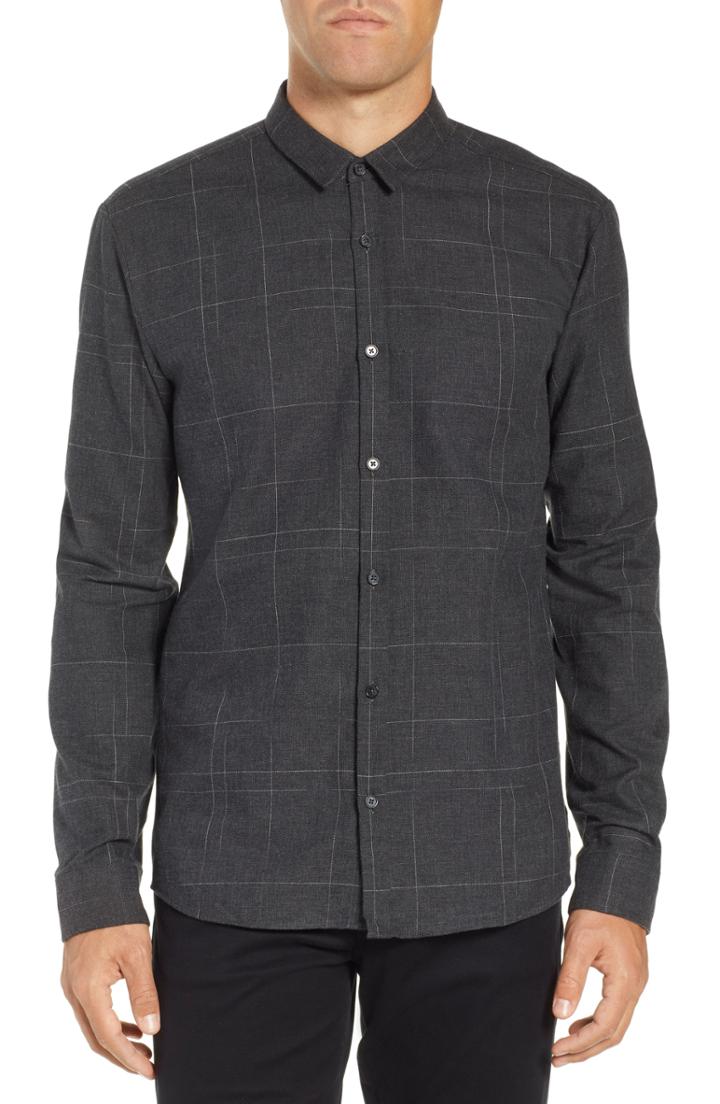 Men's Hugo Ero Extra Slim Flannel Shirt - Grey