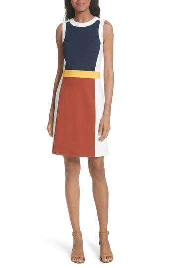 Women's Tory Burch Mya Colorblock Stretch A-line Dress - White