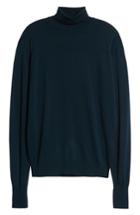Men's John Smedley 'richards' Easy Fit Turtleneck Wool Sweater, Size - Green