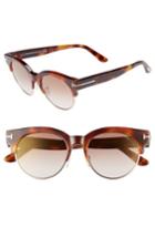 Women's Tom Ford Henri 52mm Semi-rimless Sunglasses - Blonde Havana/ Brown Mirror