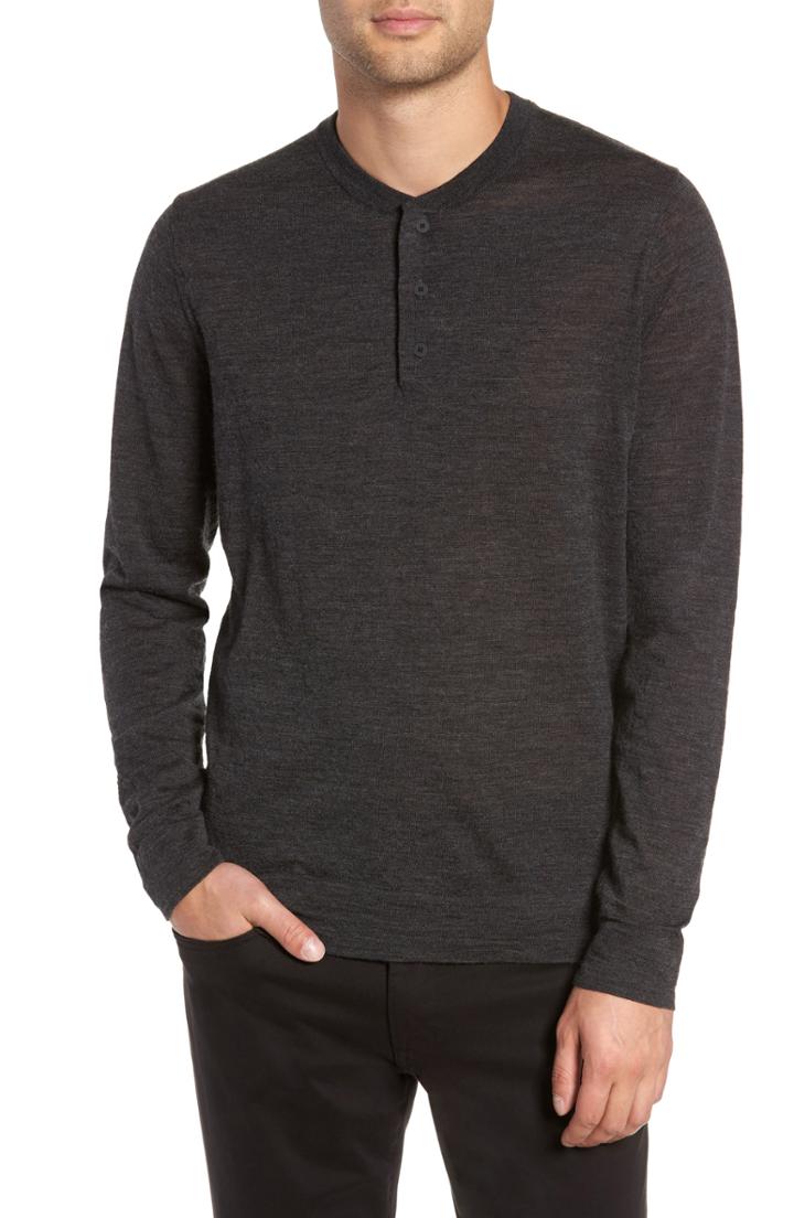 Men's Vince Wool Henley Sweater - Grey