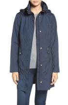 Petite Women's Cole Haan Signature Back Bow Packable Hooded Raincoat P - Blue