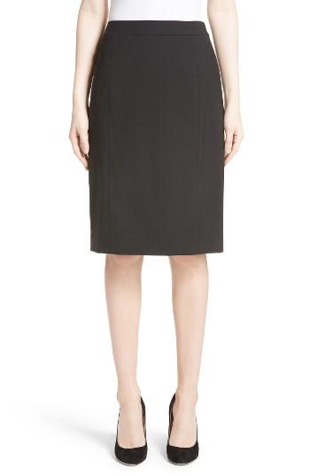 Women's Lafayette 148 New York Stretch Wool Pencil Skirt - Black