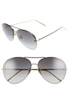 Women's Linda Farrow 63mm 18-karat Gold Trim Gradient Lens Aviator Sunglasses - Yellow Gold/ Grey