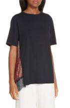 Women's Clu Mix Media Pleat Lace Detail Tee - Blue