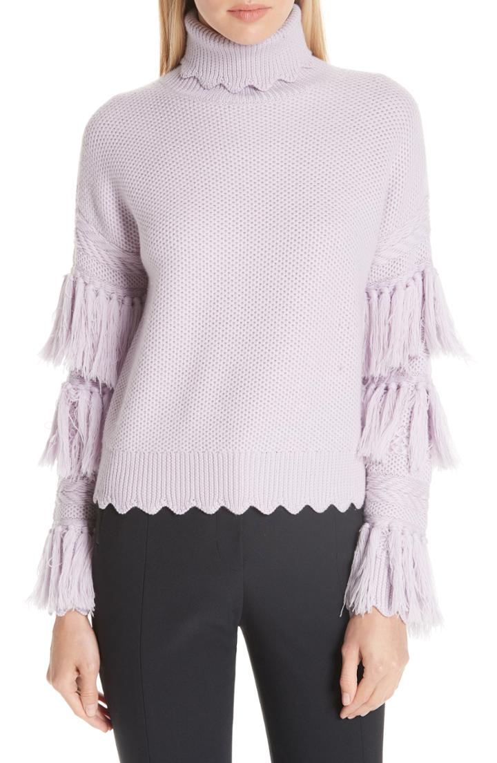 Women's Rebecca Taylor Lace Trim Merino Wool Sweater