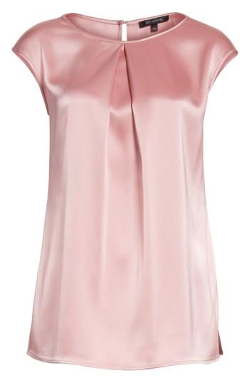 Women's St. John Collection Pleated Liquid Satin Top, Size - Pink