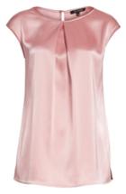 Women's St. John Collection Pleated Liquid Satin Top, Size - Pink