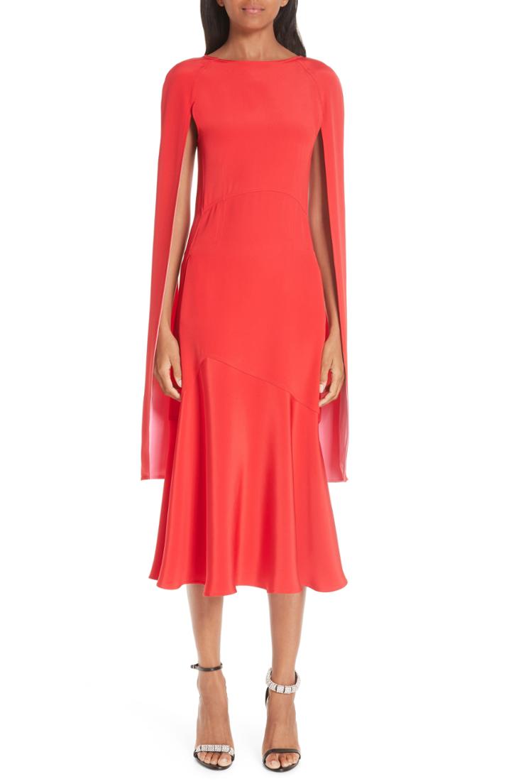 Women's Calvin Klein 205w39nyc Cape Sleeve Silk Cady Midi Dress Us / 42 It - Red