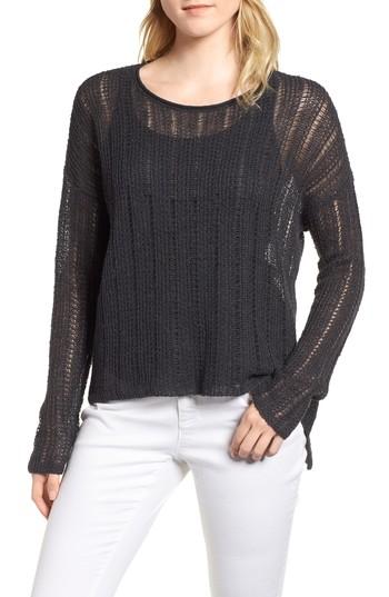 Women's Eileen Fisher Open Knit Organic Linen Blend Sweater, Size - Grey