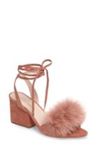 Women's Loeffler Randall Nicky Genuine Fox Fur Ankle Wrap Sandal M - Pink