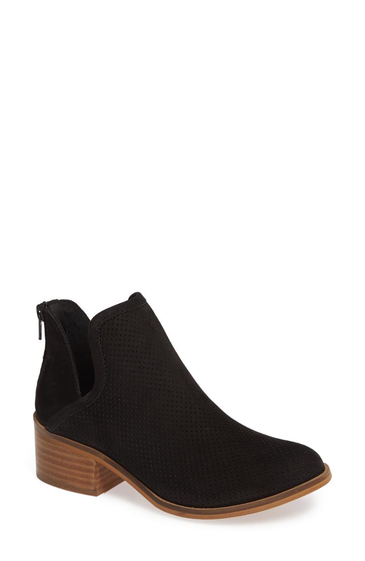 Women's Steve Madden Lancaster Perforated Bootie .5 M - Black