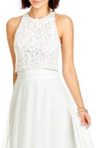 Women's Dessy Collection Lace Halter Style Crop Top - Brown