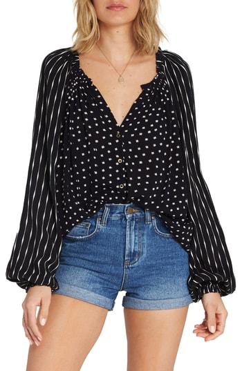 Women's Billabong Easy Breaze Print Blouse - Black