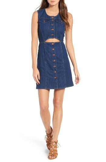 Women's Madewell Cutout Denim Dress - Blue