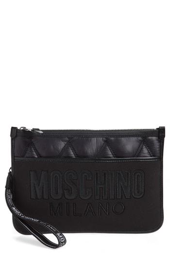 Moschino Quilted Nylon Clutch - Black