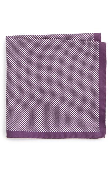Men's Eton Dot Silk Pocket Square, Size - Purple