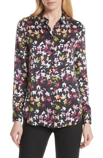 Women's Equipment Essential Floral Silk Shirt - Blue