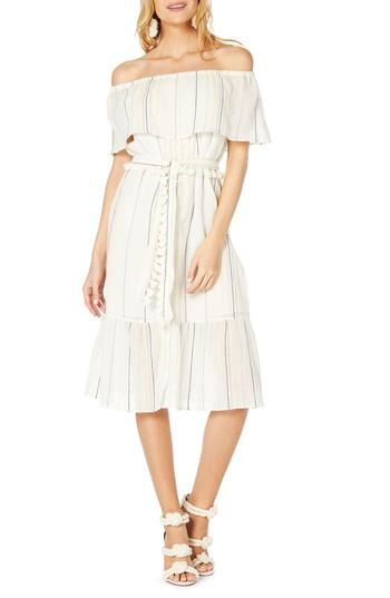 Women's Michael Stars Beach Stripe Off The Shoulder Midi Dress - White