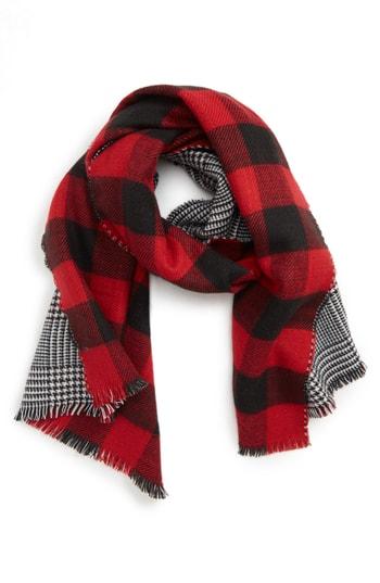 Women's Trouve Double Sided Blanket Wrap, Size - Red