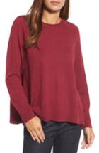 Women's Eileen Fisher Side Slit Merino Wool Sweater, Size - Red