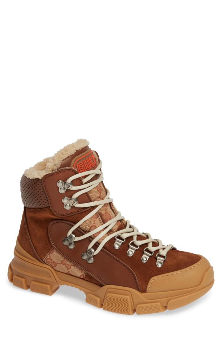 Men's Gucci Flashtrek Genuine Shearling Boot Us / 5uk - Brown