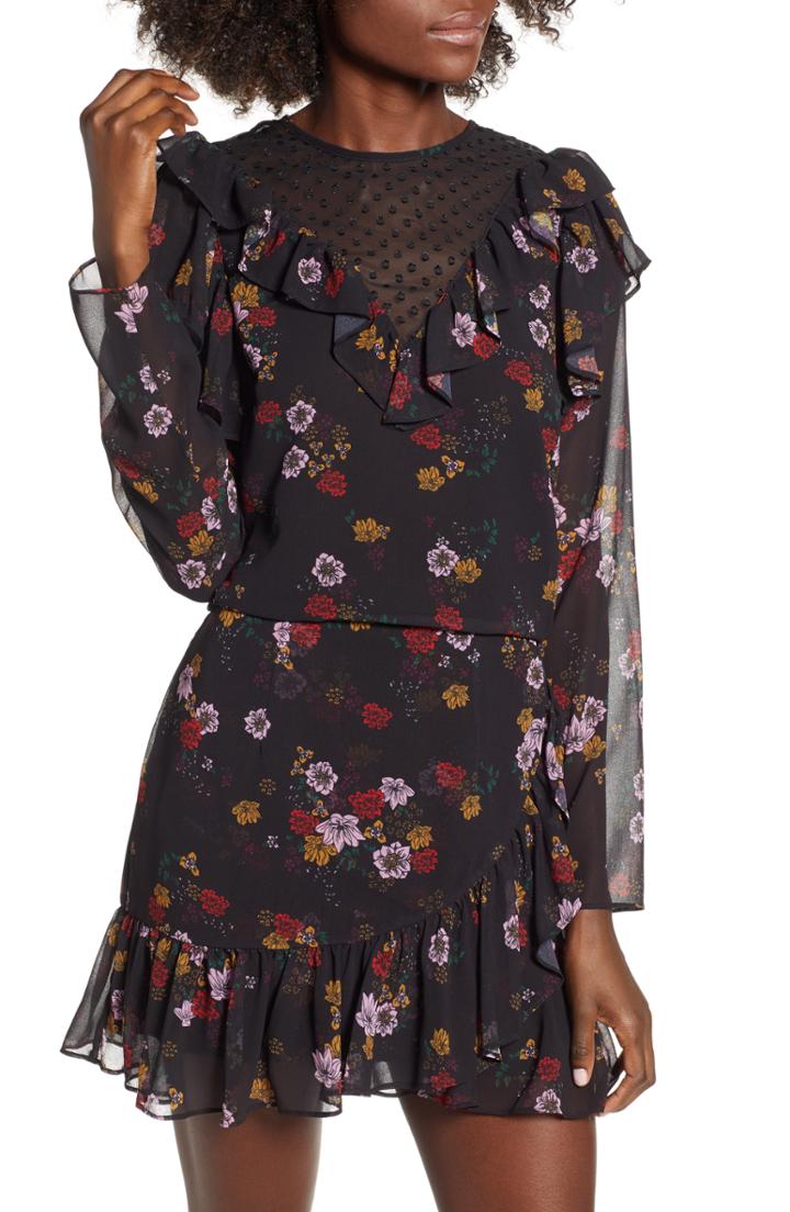 Women's The Fifth Label Keystone Floral Ruffle Top - Black