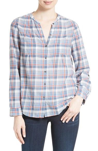 Women's Joie Aleta Plaid Band Collar Shirt