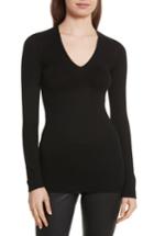 Women's Vince Ribbed Cashmere V-neck Sweater - Black