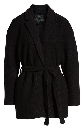 Women's J.crew Camille Short Boiled Wool Wrap Coat - Black