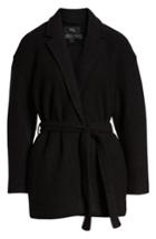 Women's J.crew Camille Short Boiled Wool Wrap Coat - Black