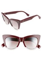 Women's Fendi 52mm Cat Eye Sunglasses - Opal/ Burgundy