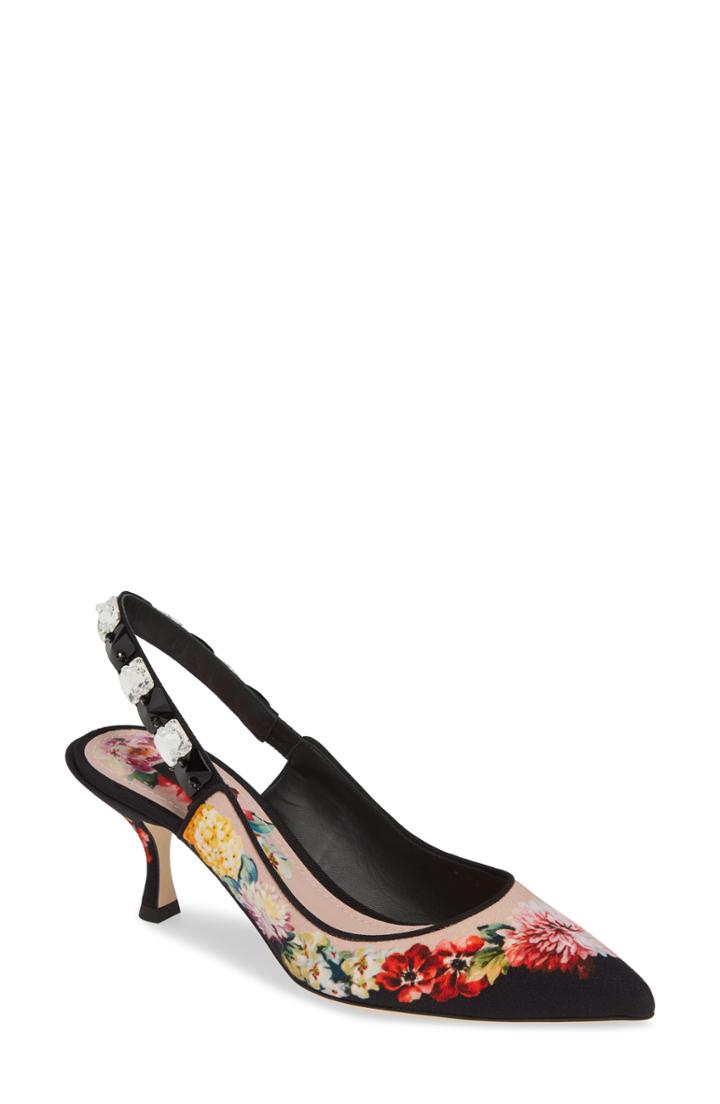 Women's Dolce & Gabbana Floral Slingback Pump Us / 35eu - Black