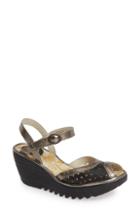 Women's Fly London Yumo Wedge Sandal -8.5us / 39eu - Black