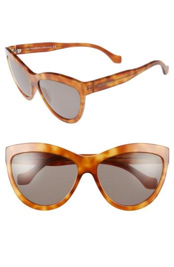 Women's Balenciaga Paris 60mm Sunglasses - Light Havana/ Silver/ Green