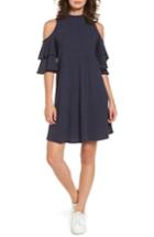 Women's Soprano Ruffle Cold Shoulder Shift Dress - Blue