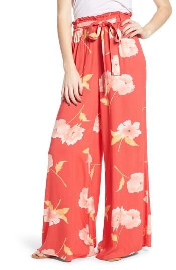 Women's Billabong Happy Dance Floral Wide Leg Pants - Red