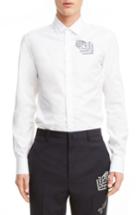 Men's Lanvin Arrow Embroidery Trim Fit Sport Shirt Eu - White