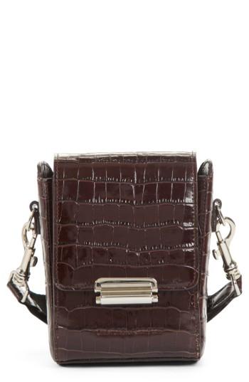Creatures Of Comfort Small Croc Embossed Leather Camera Bag - Brown
